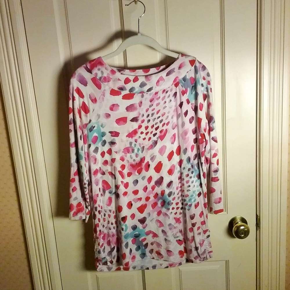 FDJ Paint Brush Print Ballet Neck Top